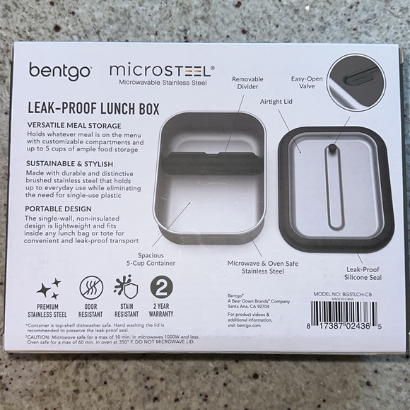Bentgo microsteel leak proof lunch box in black - new in box - Picture 2 of 4